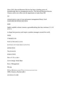 WHAT MAKES AN EFFECTIVE EXECUTIVE - PETER F DRUCKER